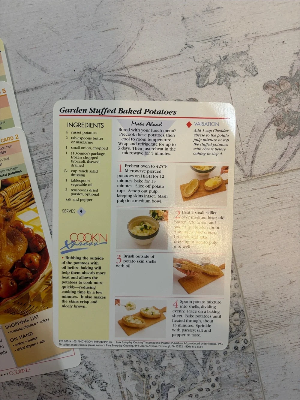 Easy Everyday Cooking Vintage Recipe Cards Set of 9